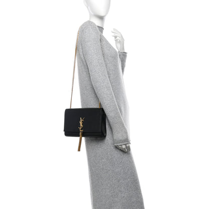 Saint Laurent Grain De Poudre Medium Classic Monogram Kate Tassel Satchel Black 2 of 11