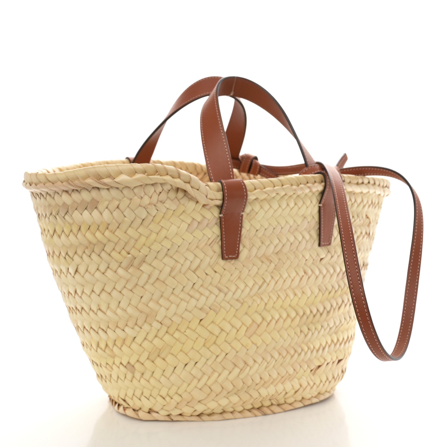 Celine Raffia Calfskin Triomphe Teen Panier Tan 3 of 9
