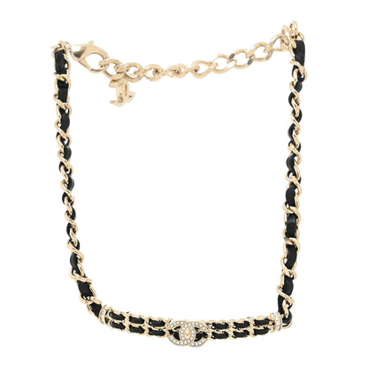 Chanel Metal Lambskin Crystal CC Choker Necklace Black Gold 2 of 3