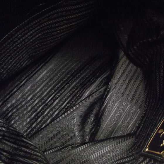 Prada Vitello Shine Buckle Shoulder Bag Black 7 of 12