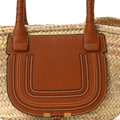 Chloe Raffia Small Grain Calfskin Medium Marcie Basket Tan 7 of 11