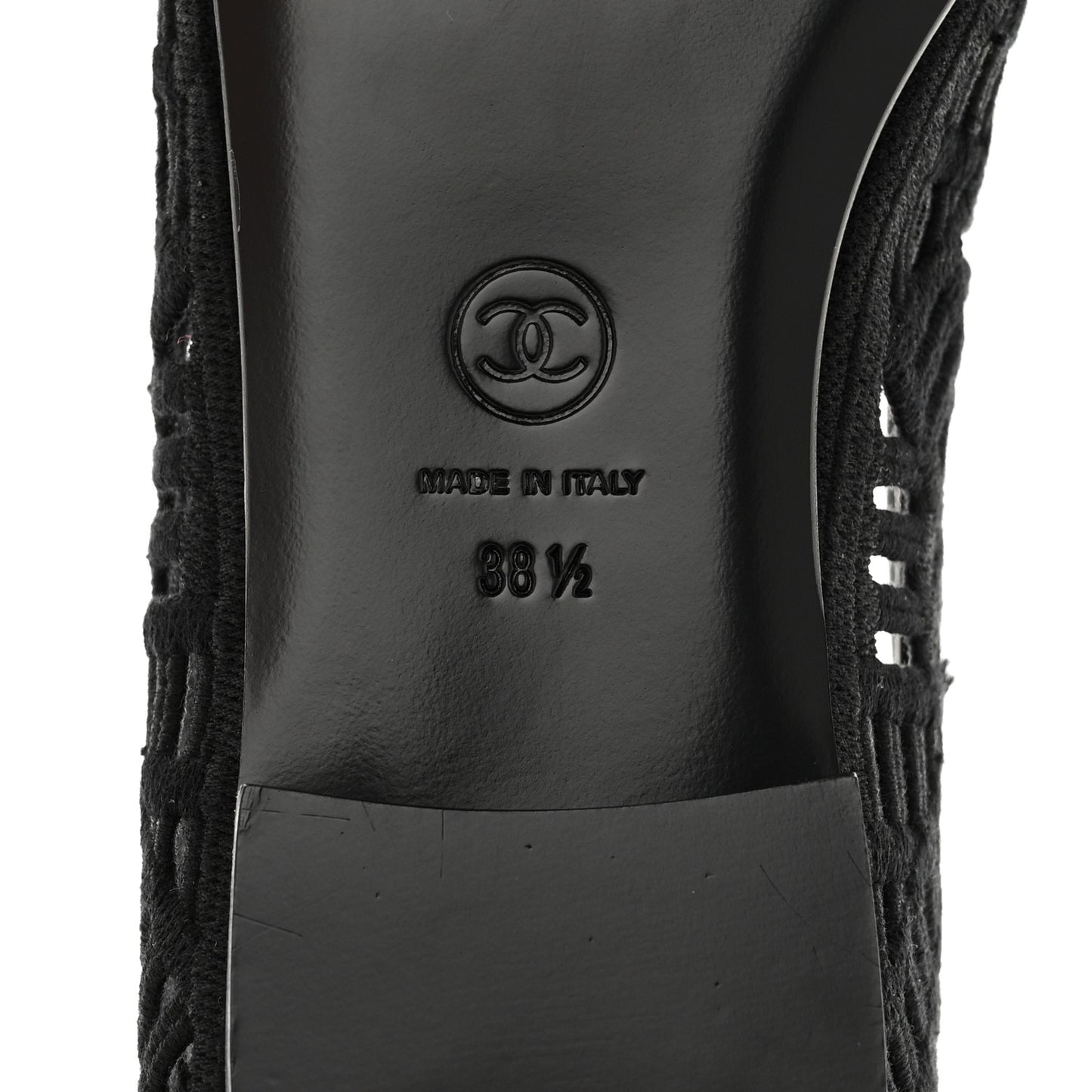 Cotton Embroidered Cap Toe Ballet Flats 38.5 Black