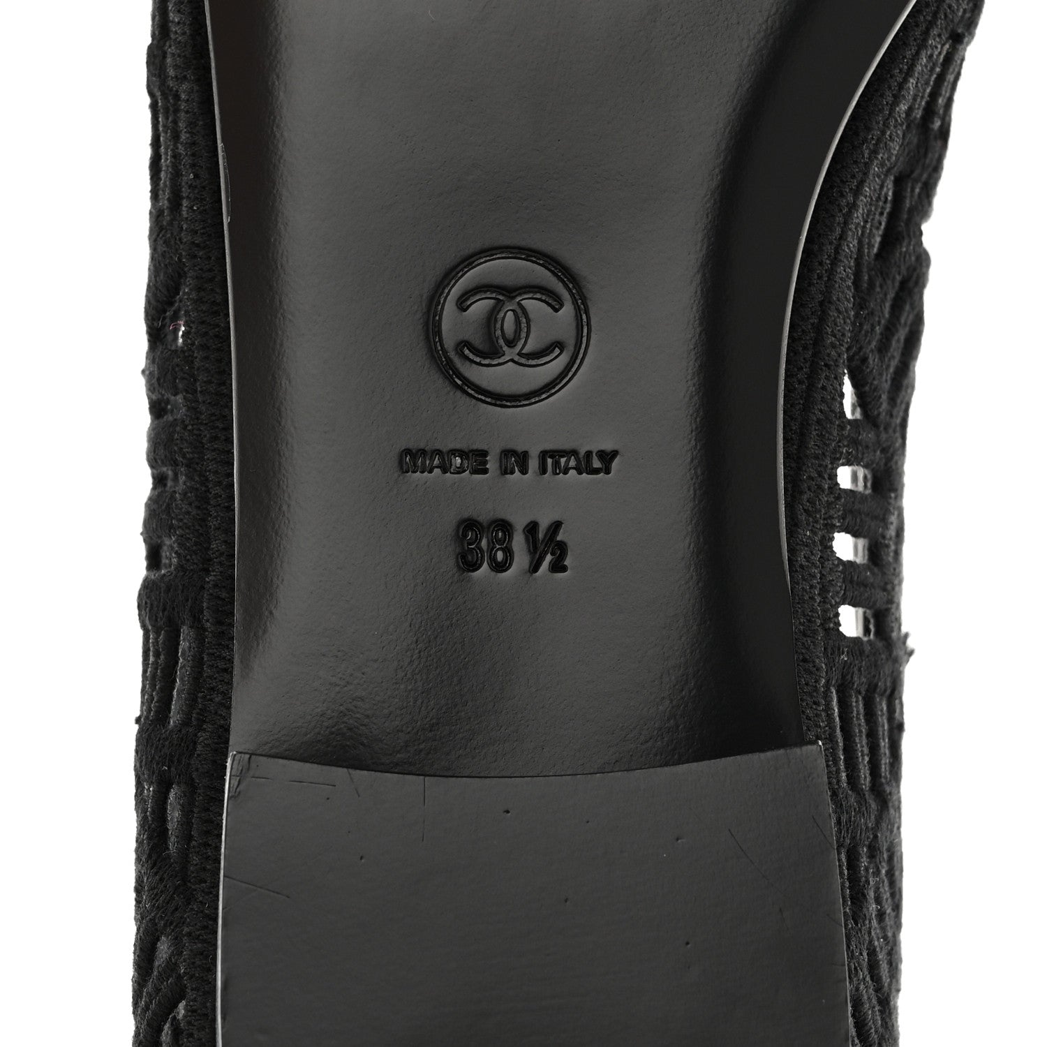 Chanel Cotton Embroidered Cap Toe Ballet Flats 38.5 Black 8 of 8