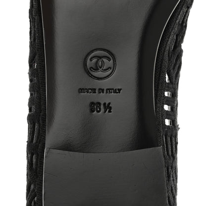 Chanel Cotton Embroidered Cap Toe Ballet Flats 38.5 Black 8 of 8