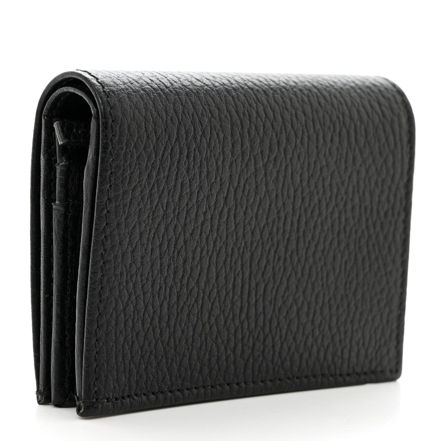 Pebbled Calfskin GG Marmont Card Case Black