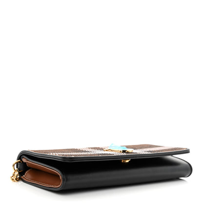 Burberry Calfskin Sequin Check Embellished TB Lola Chain Wallet Dark Birch 4 of 9