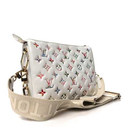 Louis Vuitton Lambskin Embossed Monogram LV Garden Coussin PM Cream 3 of 12