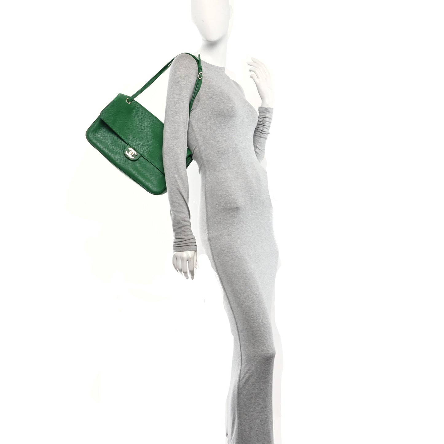 Grained Calfskin Small Souplissimo Maxi Flap Green