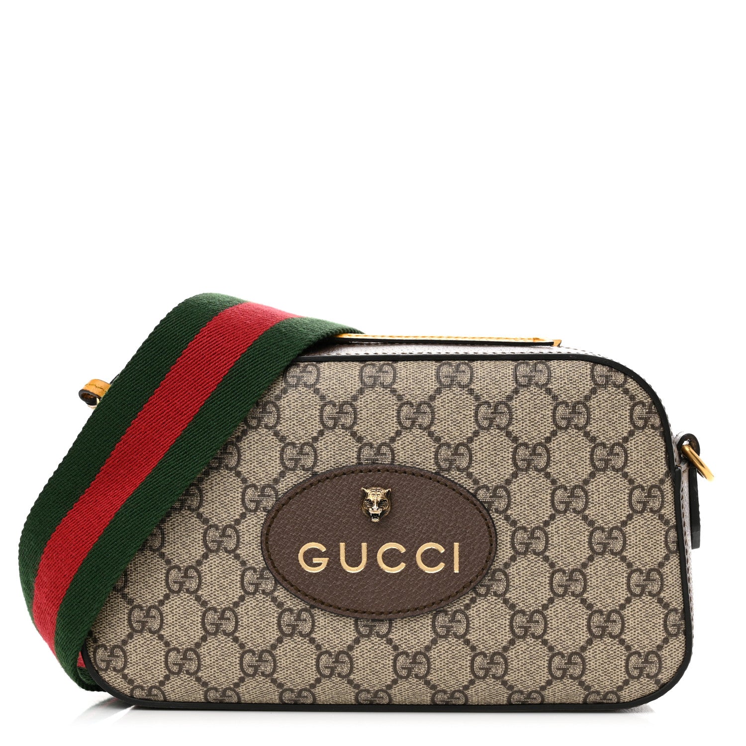 Gucci GG Supreme Monogram Web Neo Vintage Shoulder Bag Beige New Acero Crop 1 of 10