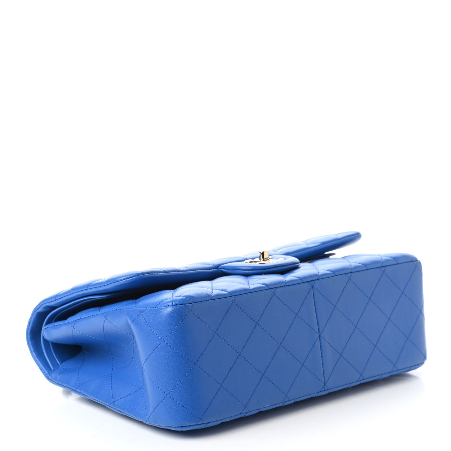 Lambskin Quilted Jumbo Double Flap Blue