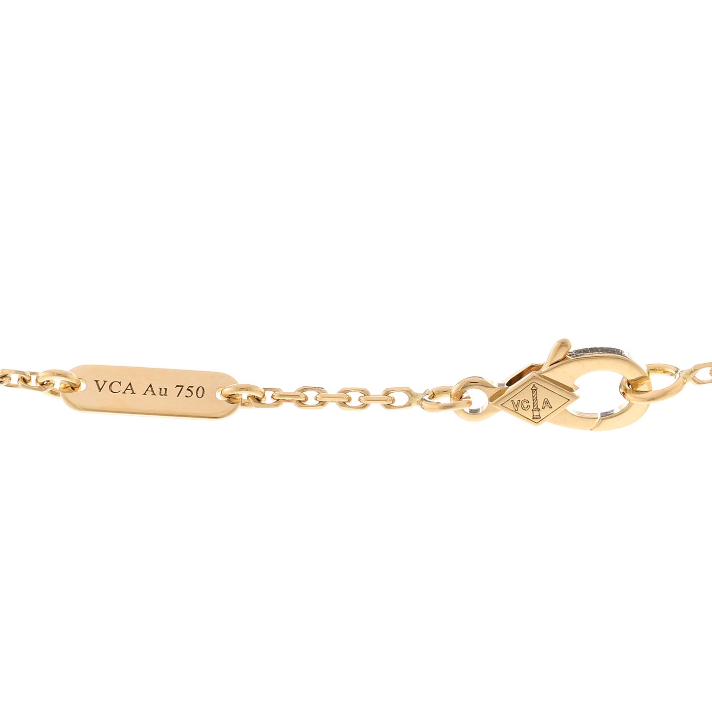 18K Yellow Gold Mother of Pearl Vintage Alhambra Pendant Necklace
