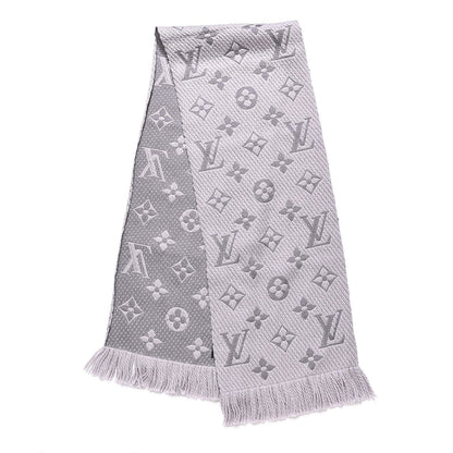 Louis Vuitton Wool Silk Logomania Scarf Pearl Grey 3 of 5