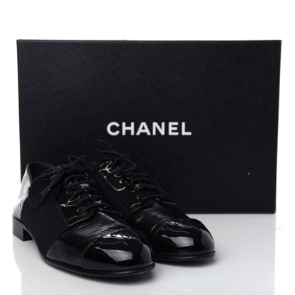 Chanel Goatskin Patent Womens CC Cap Toe Lace Up Oxfords 36.5 Black 11 of 11