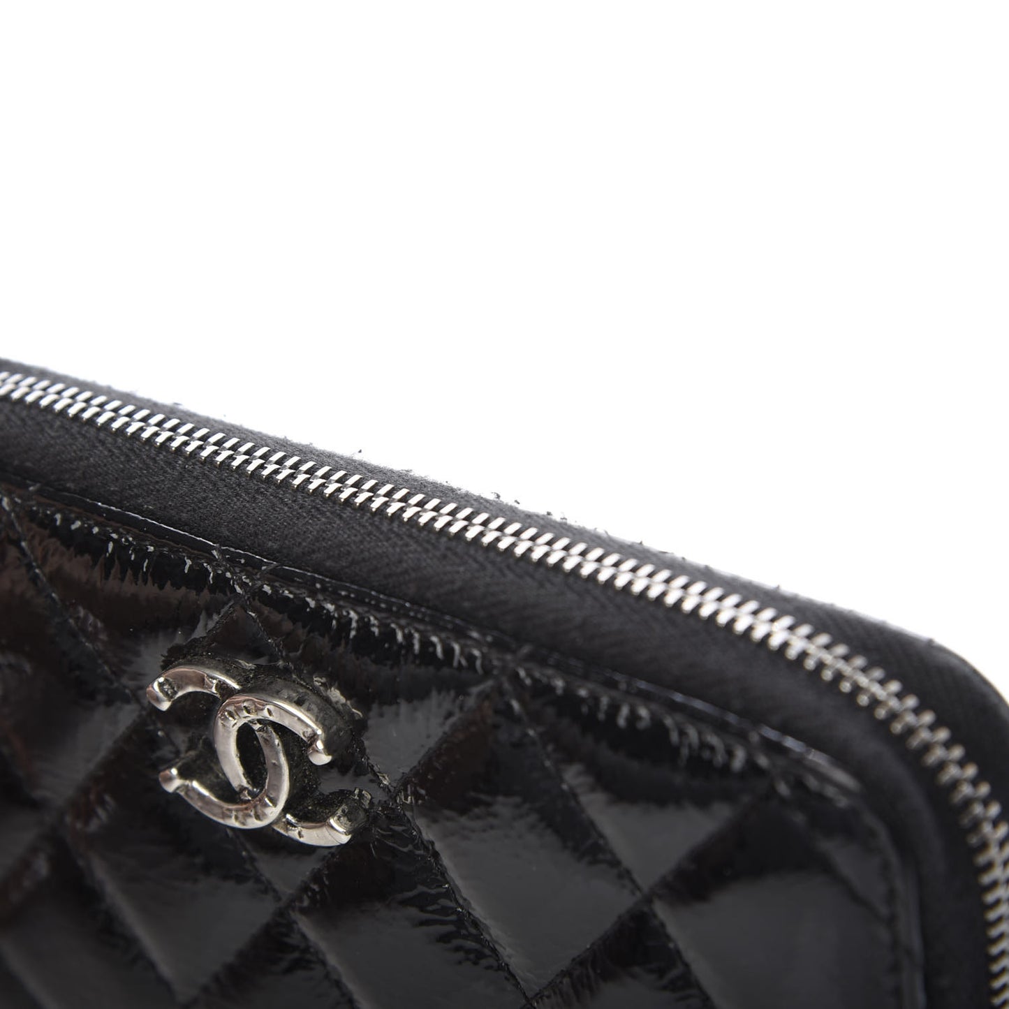 Patent Goatskin Paris Dallas Zip Around Wallet Black