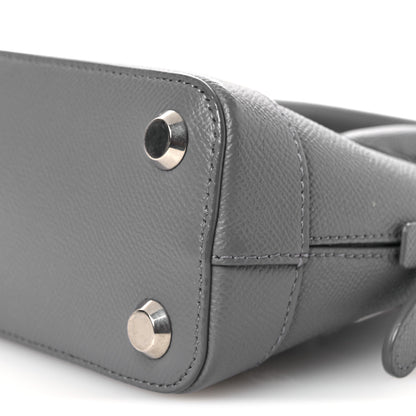 Balenciaga Signature Grained Calfskin Logo XXS Ville Top Handle Bag Gris Perle Fonce White 10 of 12