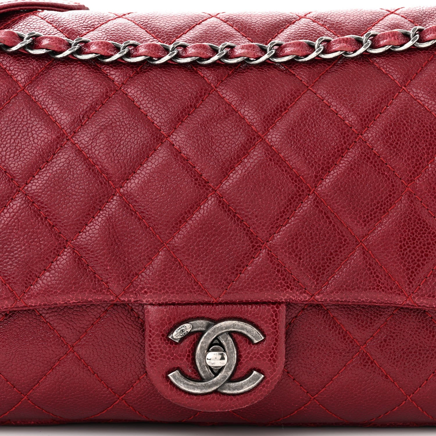Chanel Iridescent Caviar Quilted Large Chic Flap Red 8 of 14