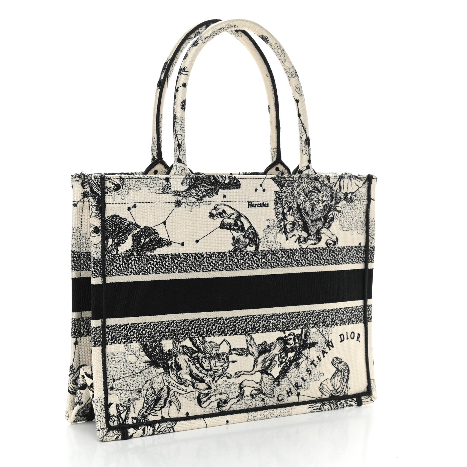 Christian Dior Canvas Zodiac Toile De Jouy Embroidered Medium Book Tote Latte 3 of 10