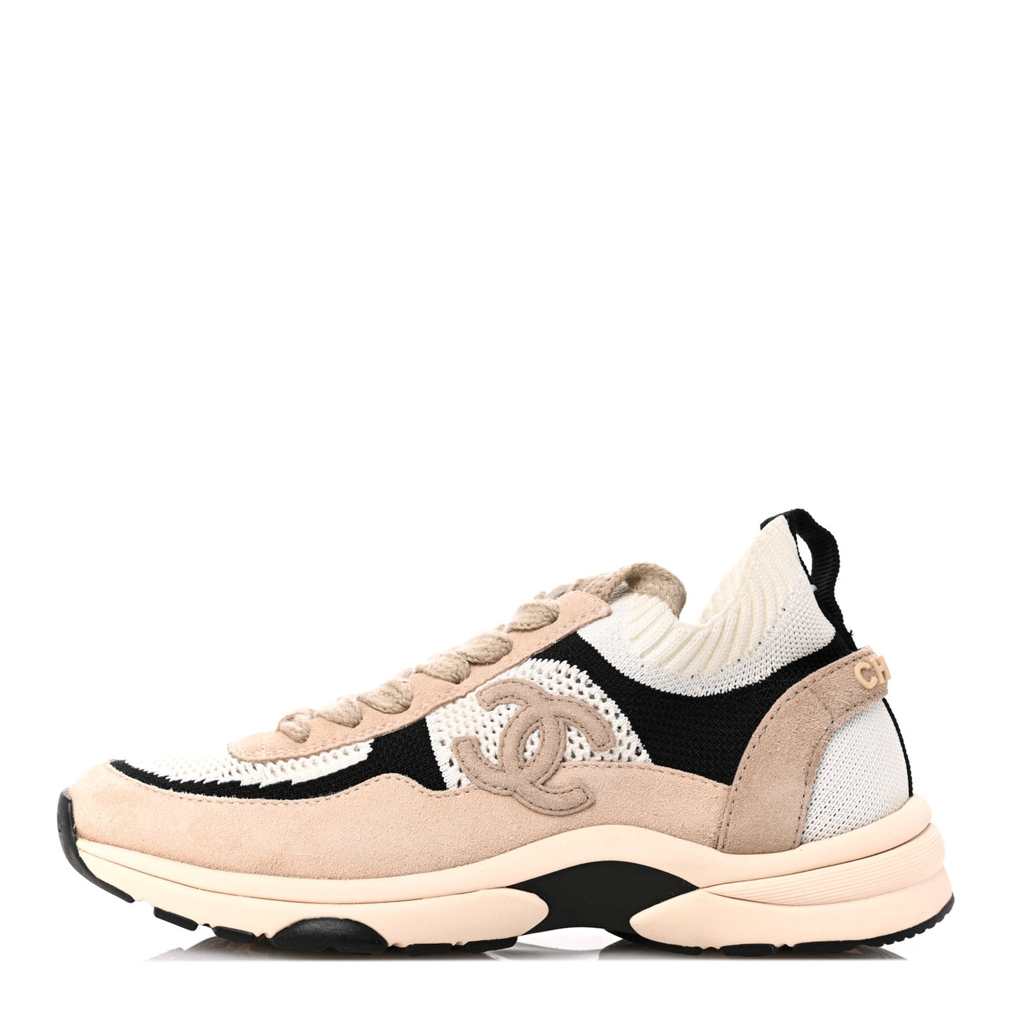 Mesh Suede Fabric Womens CC Sneakers 36 Light Pink White Black