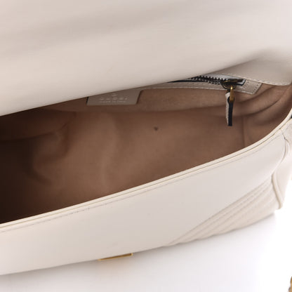 Gucci Calfskin Matelasse Small GG Marmont Top Handle Shoulder Bag White 4 of 13