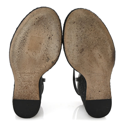 Saint Laurent Calfskin Cassandra Espadrille 105 Wedges 37.5 Black 6 of 9