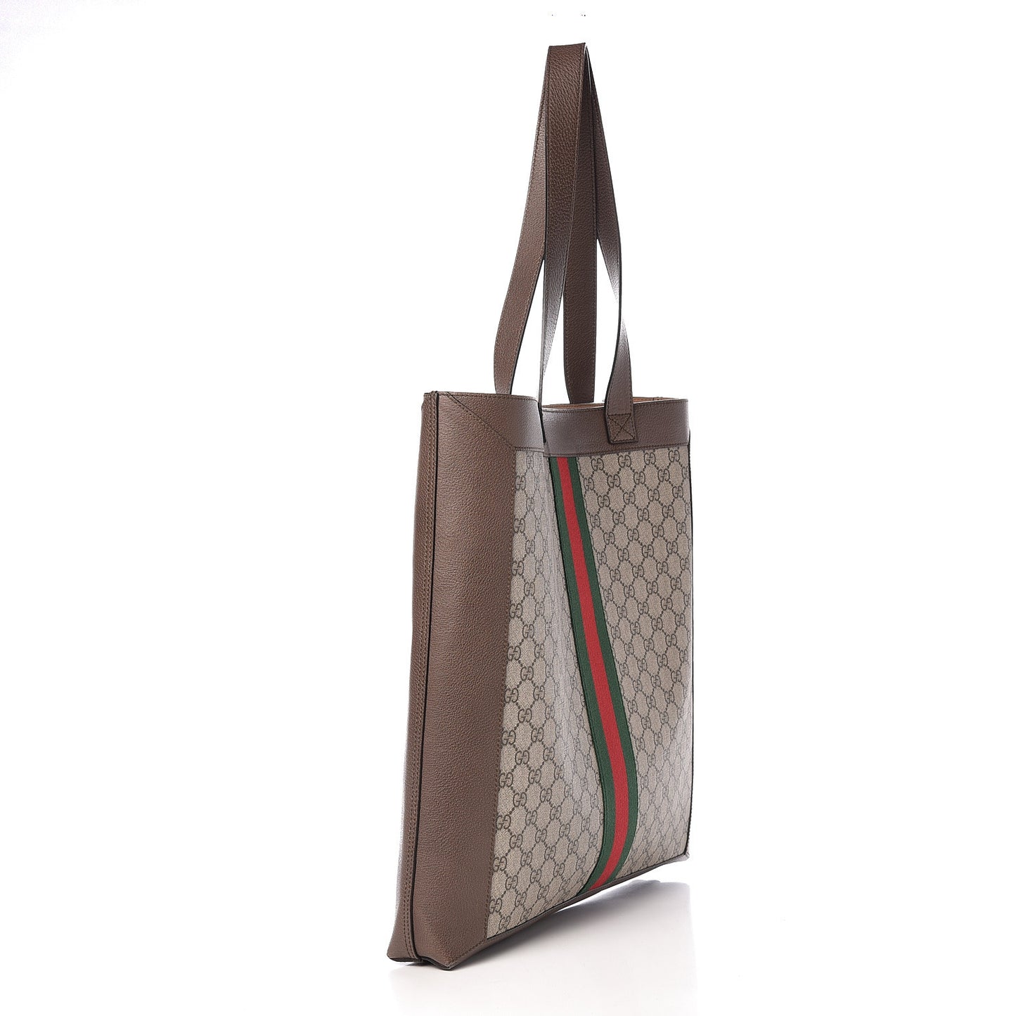 GG Supreme Monogram Web Large Ophidia Vertical Shopping Tote Brown