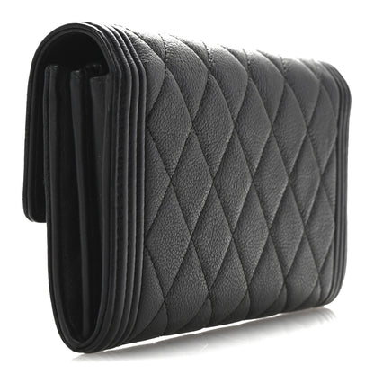 Chanel Calfskin Quilted Large Boy Gusset Flap Wallet Black 3 of 12