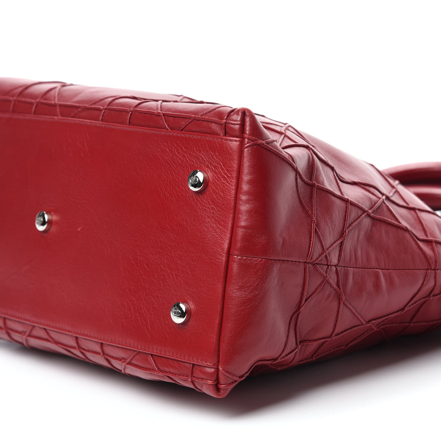 Christian Dior Lambskin Cannage Medium Granville Tote Red 7 of 11