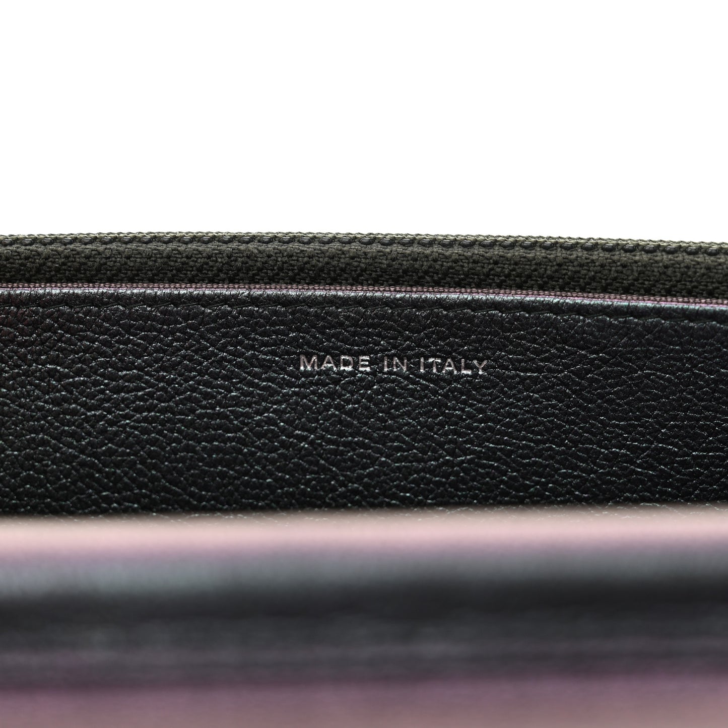 Iridescent Goatskin Quilted Wallet On Chain WOC Purple