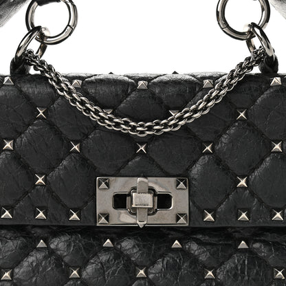 Valentino Garavani Craquele Nappa Small Rockstud Spike Shoulder Bag Black 6 of 10