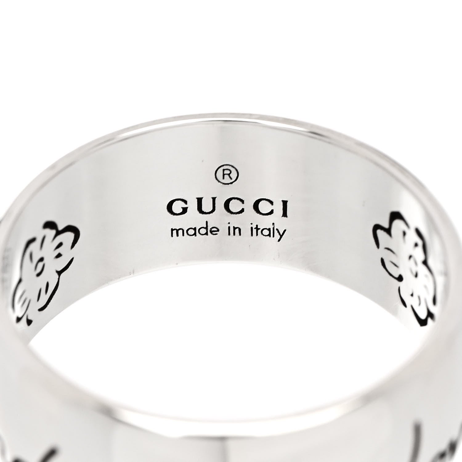Gucci Sterling Silver Wide Blind for Love Band Ring 60 9 4 of 5