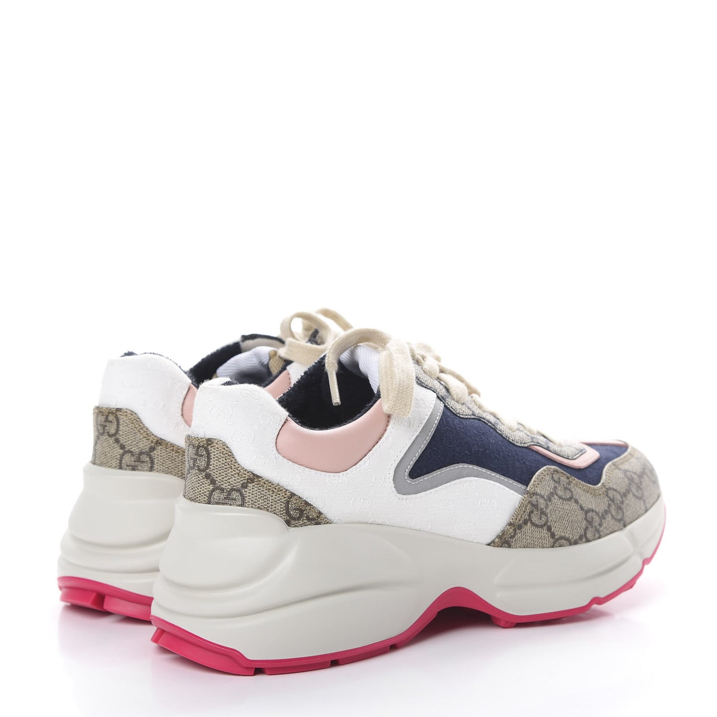 GG Supreme Monogram Mix Monogram Womens Rhyton Sneakers 36 London Blue Beige Pale Pink