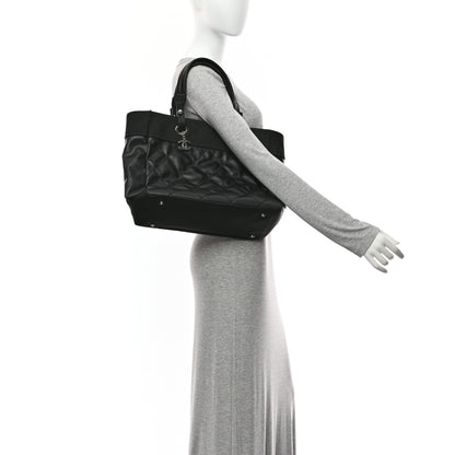 Chanel Coated Canvas Quilted Large Paris Biarritz Tote Black 2 of 10