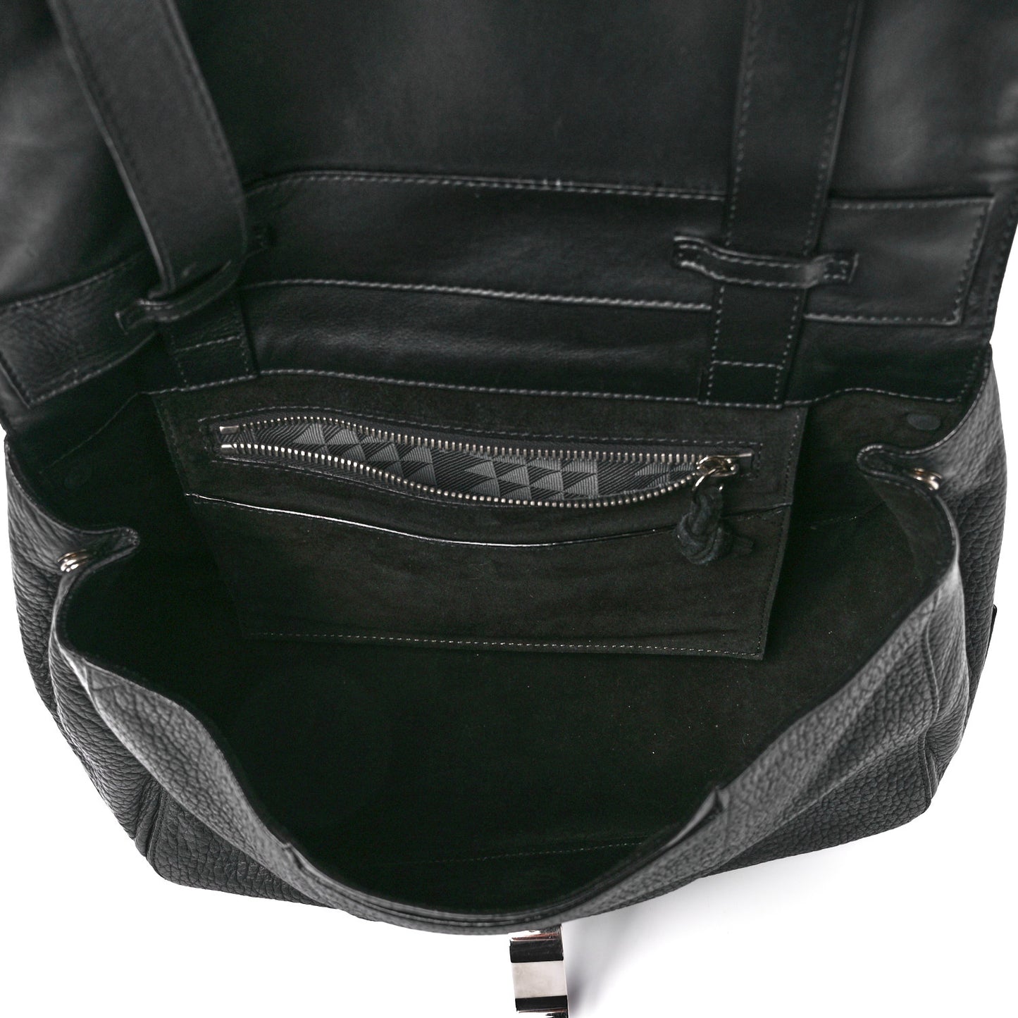 Pebbled Calfskin Double Sided PS Courier Bag Black