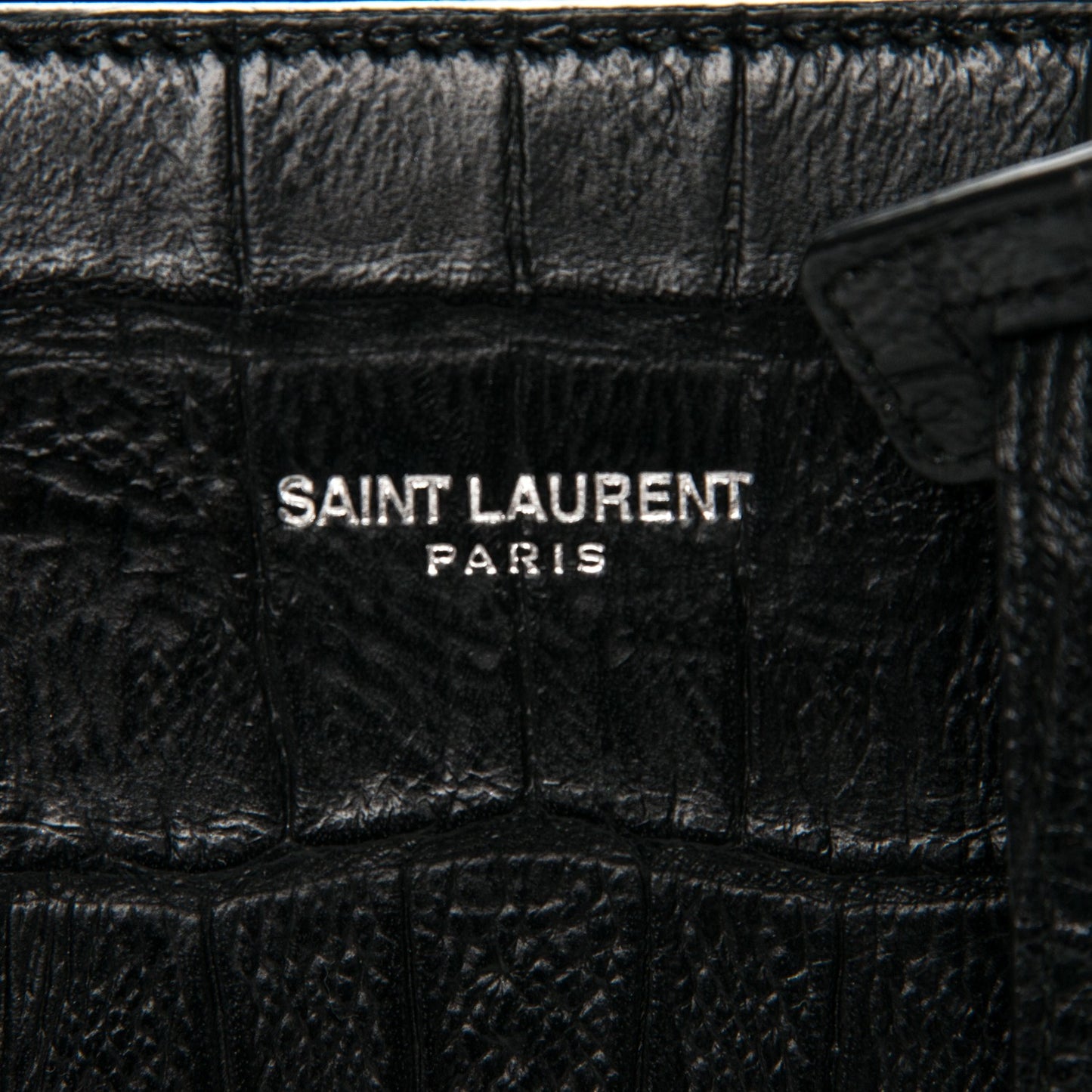 Calfskin Crocodile Embossed Nano Sac De Jour Black
