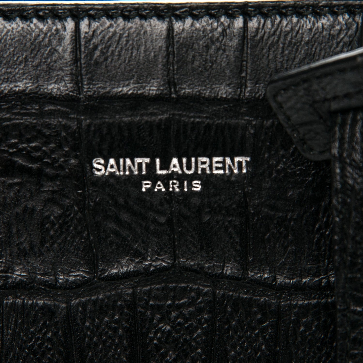 Saint Laurent Calfskin Crocodile Embossed Nano Sac De Jour Black 6 of 7