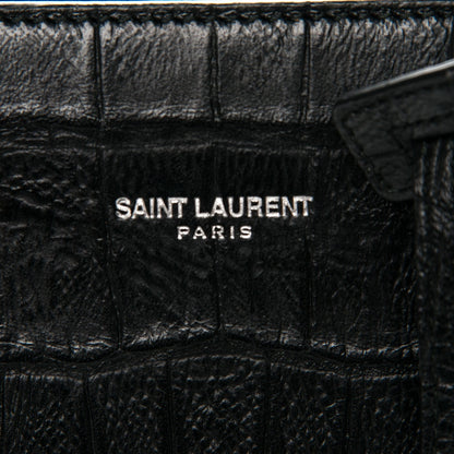 Saint Laurent Calfskin Crocodile Embossed Nano Sac De Jour Black 6 of 7