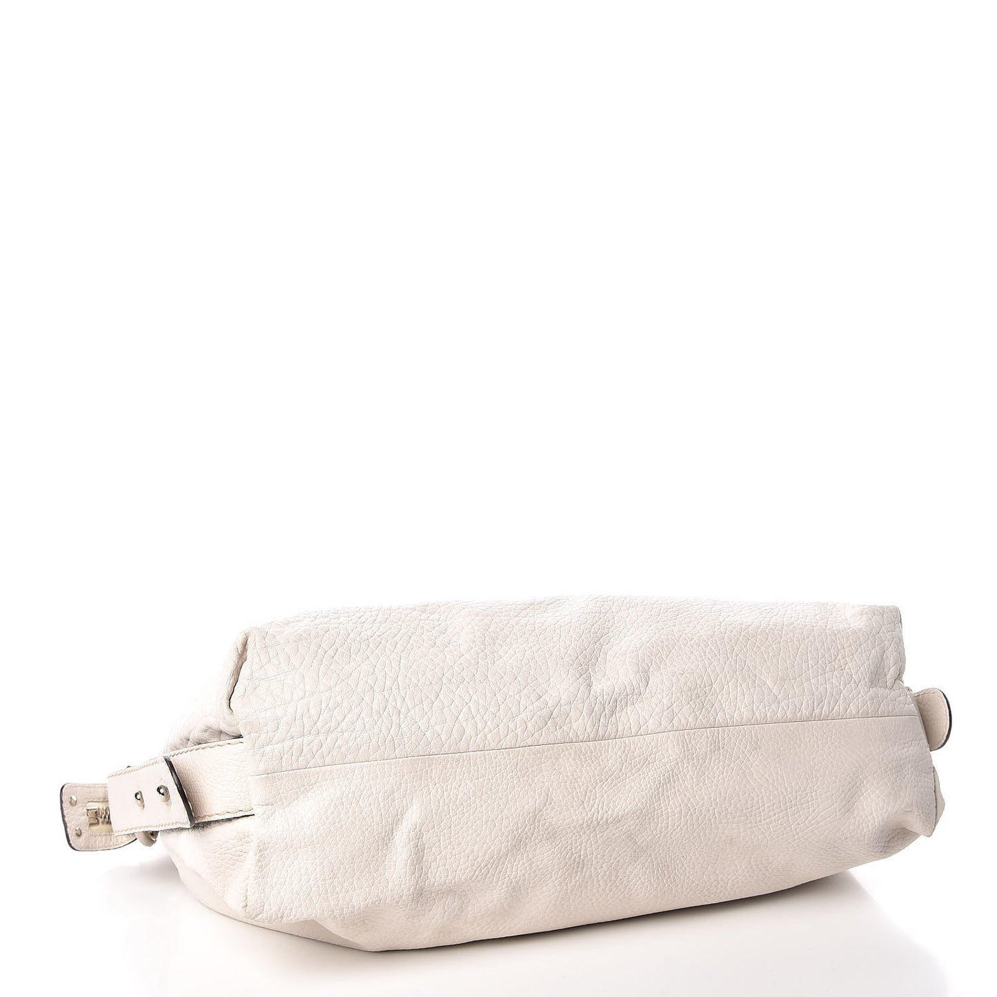 Pebbled Calfskin Large Bamboo Bar Tassel Shoulder Bag White