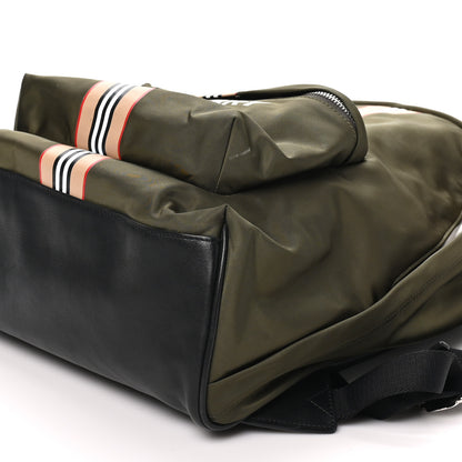 Burberry Canvas Vintage Check Stripe Jett Backpack Dark Olive Green 9 of 10