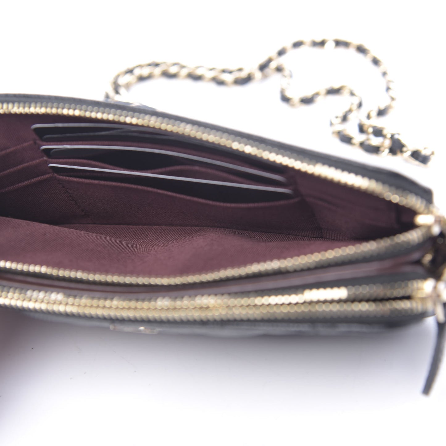 Caviar Quilted Small Clutch With Chain Black