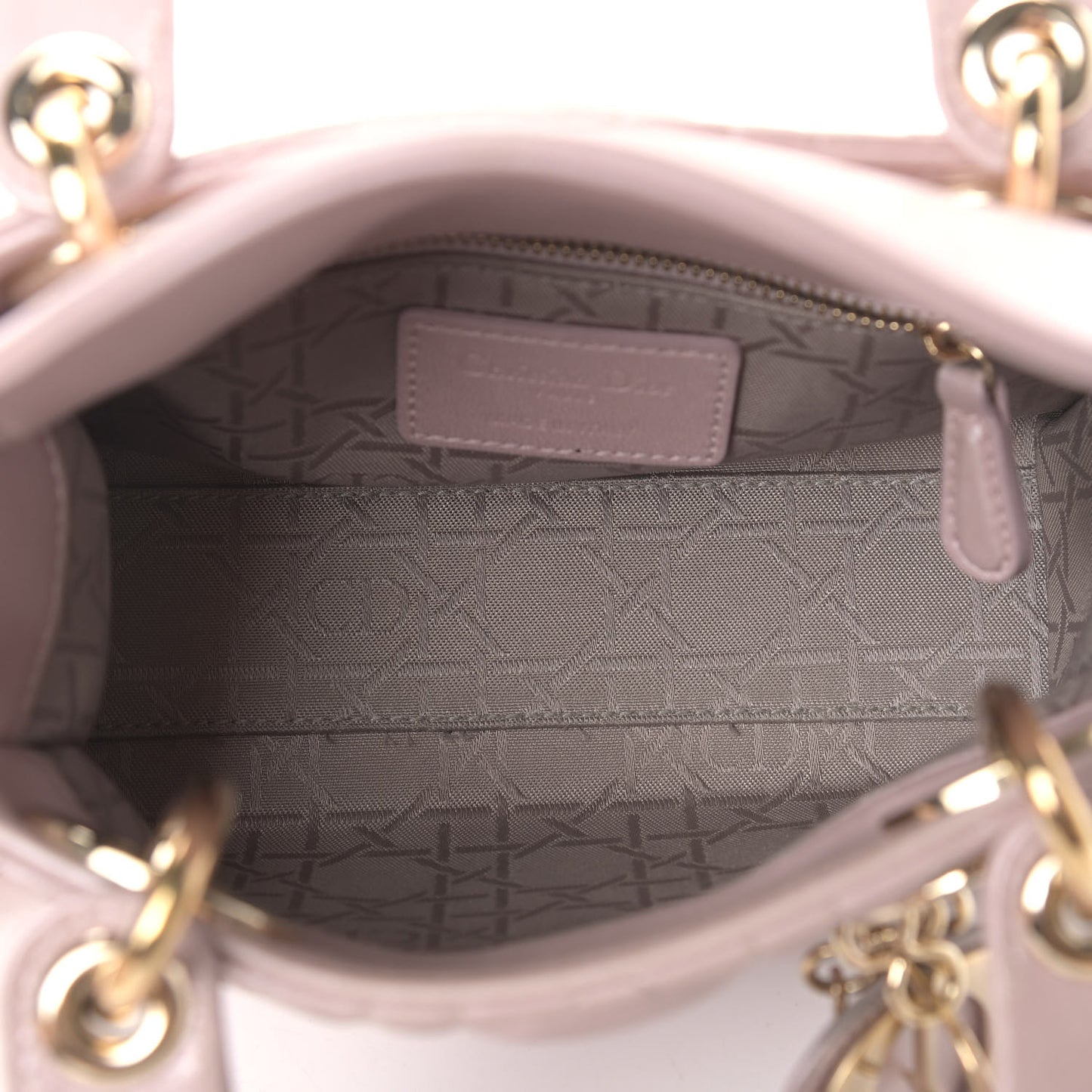 Metallic Lambskin Cannage Mini Lady Dior Lotus