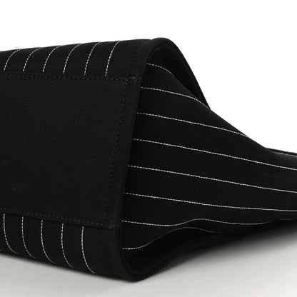 Chanel Canvas Calfskin Striped Large Deauville Tote Black White 10 of 10