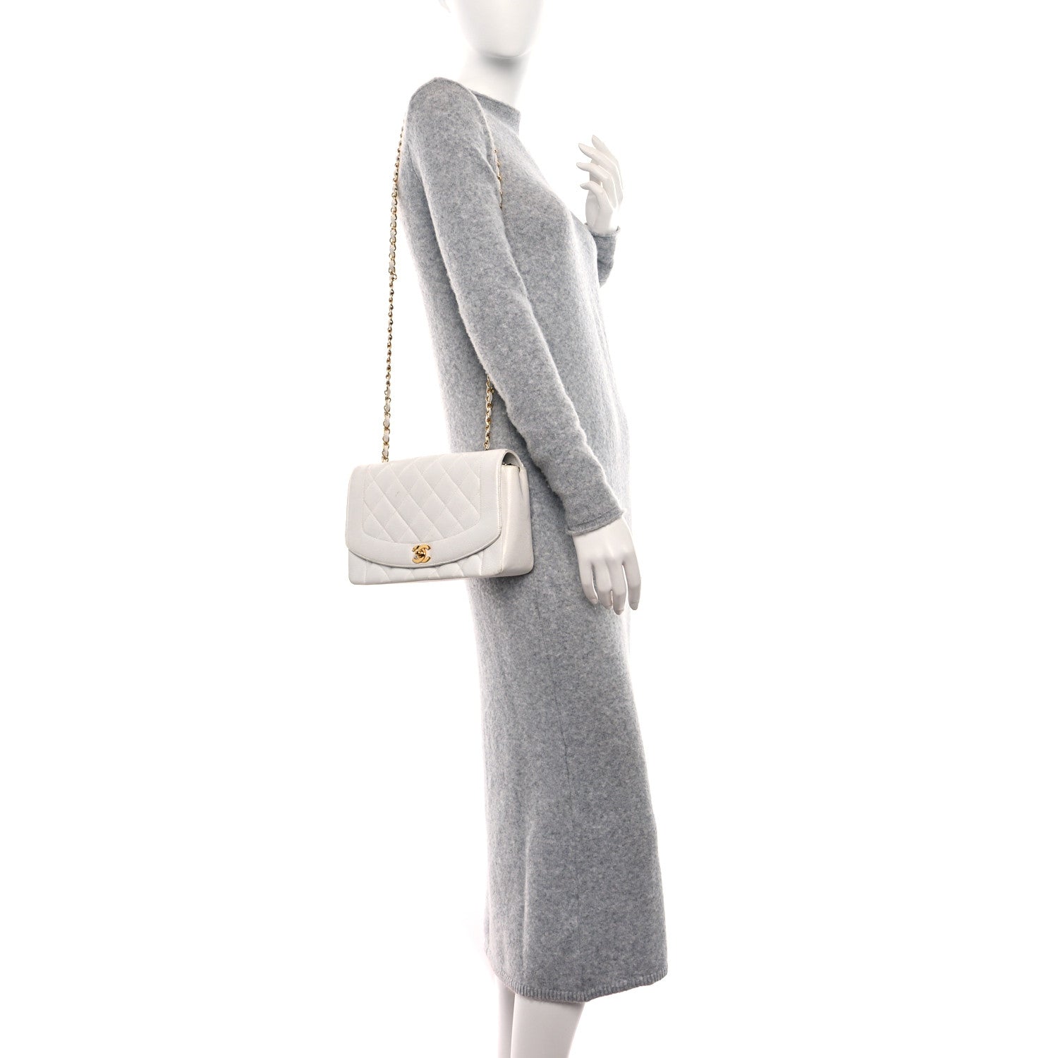 Chanel Caviar Quilted Medium Single Flap White 2 of 11
