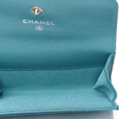 Chanel Lambskin Quilted Flap Card Holder Turquoise 5 of 18