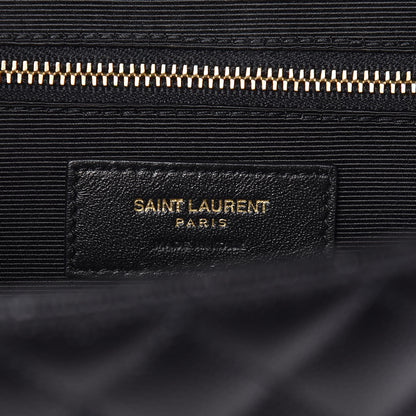 Saint Laurent Grain De Poudre Textured Mixed Matelasse Large Triquilt Monogram Satchel Black 8 of 10