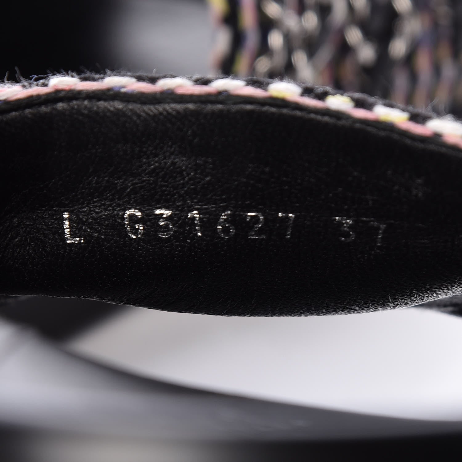 Chanel Tweed Lambskin Chain Flat Sandals 37 Black Multicolor 9 of 12
