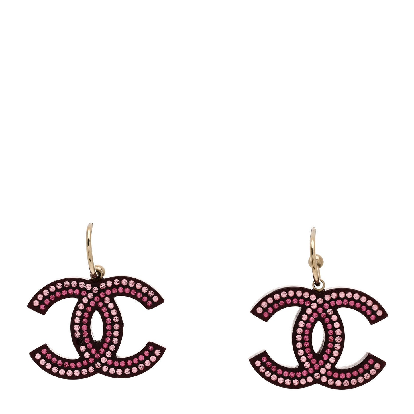 Crystal Resin CC Drop Earrings Pink Burgundy