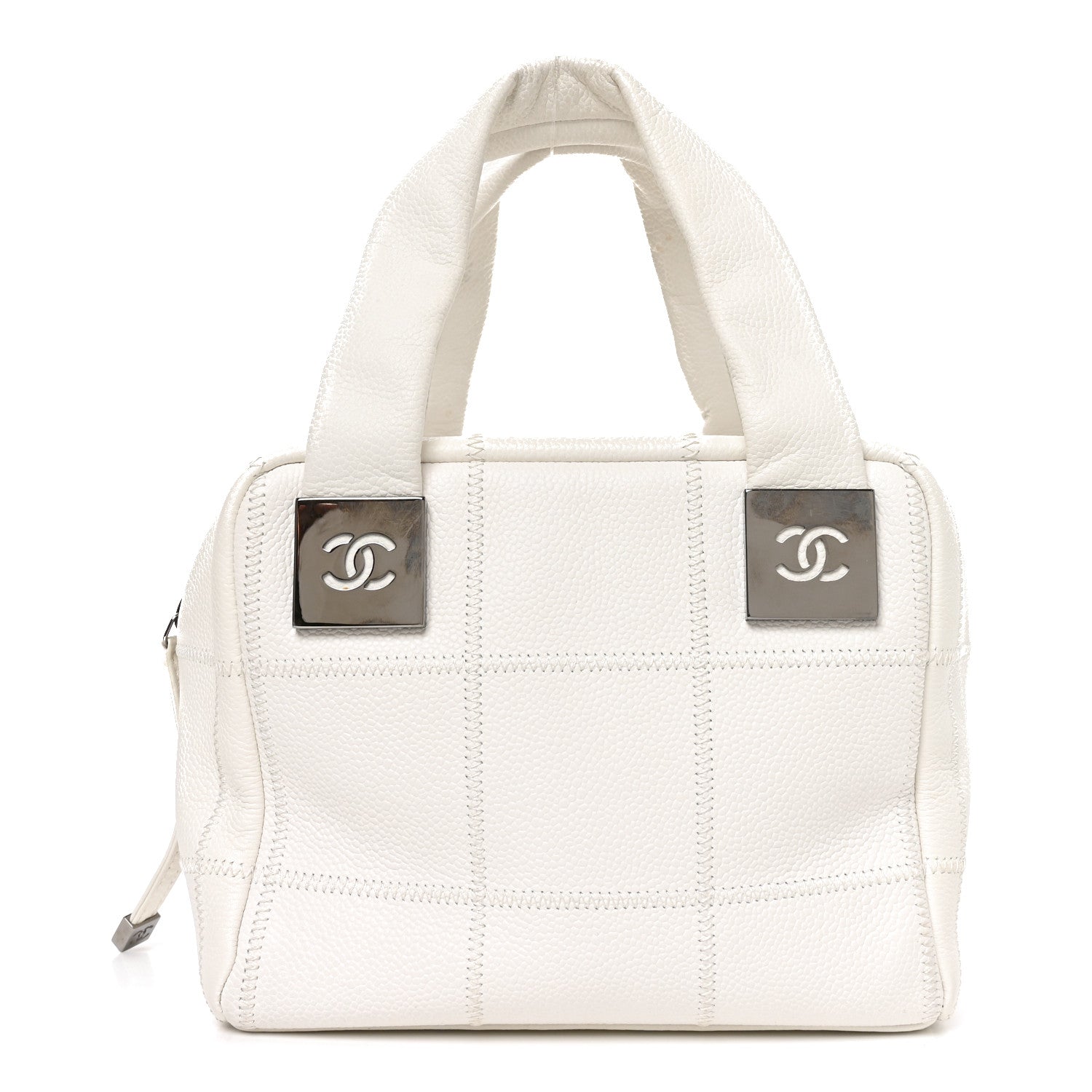 Chanel Caviar Square Stitched Bowler White 1 of 10