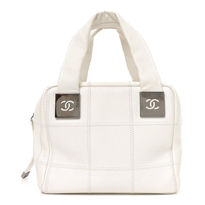 Chanel Caviar Square Stitched Bowler White 1 of 10