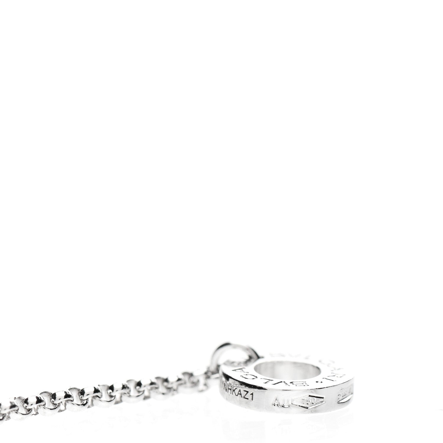 Bulgari 18K White Gold Diamond Small B.Zero1 Pave Pendant Necklace 4 of 7