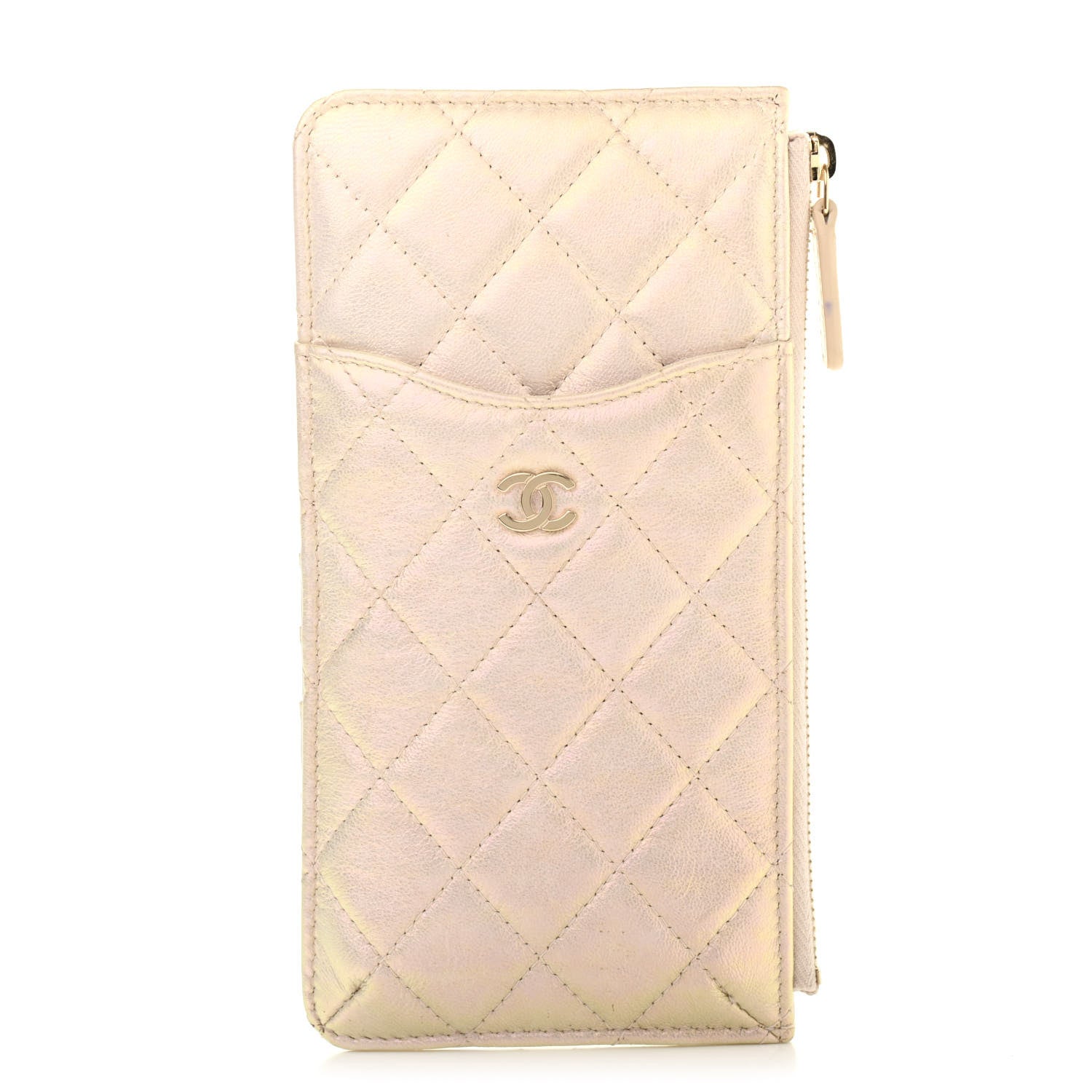 Chanel Iridescent Lambskin Quilted Classic Flat Wallet Pouch Ivory 1 of 7